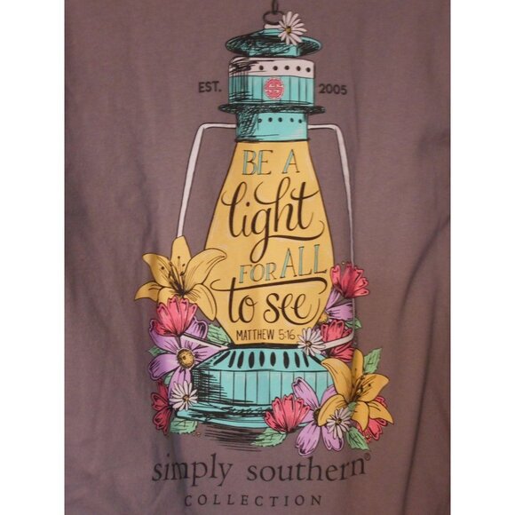 Simply Southern Tops - Simply Southern Grey Graphic Tee T-Shirt cotton Sz S Lighthouse Long sleeve